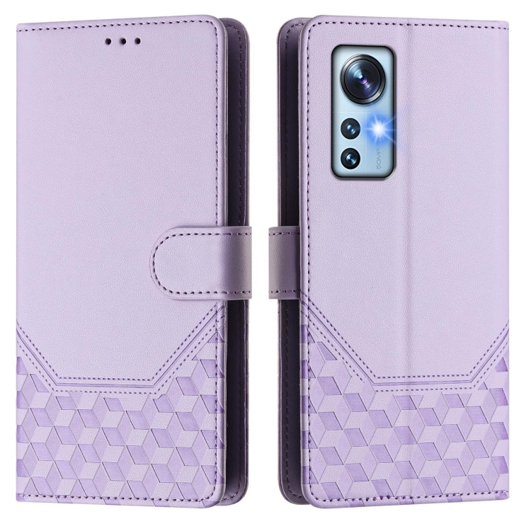 For Xiaomi 12 5G / 12X 5G / 12S 5G Honeycomb Embossing RFID Leather Phone Case