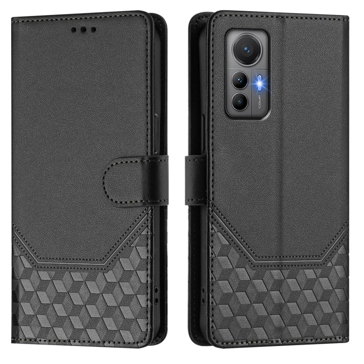 For Xiaomi 12 Lite Honeycomb Embossing RFID Leather Phone Case