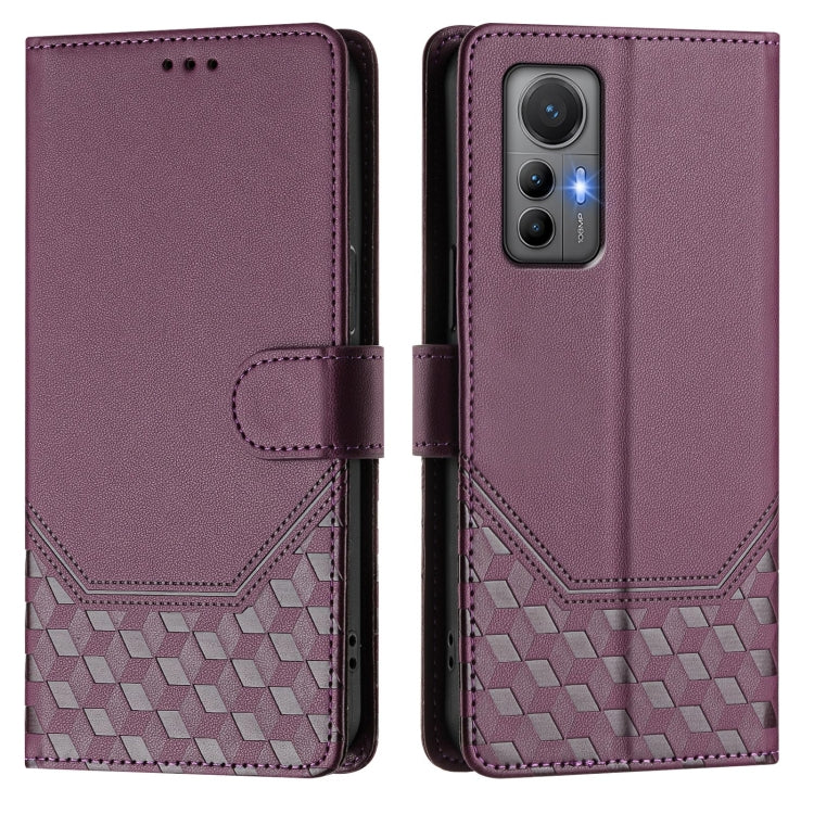 For Xiaomi 12 Lite Honeycomb Embossing RFID Leather Phone Case