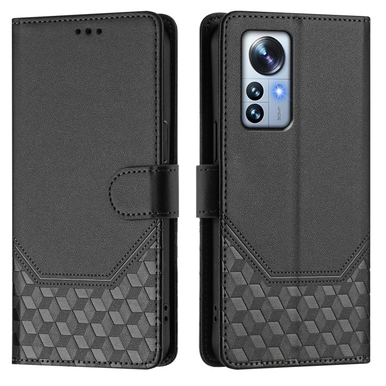 For Xiaomi 12 Pro / 12S Pro Honeycomb Embossing RFID Leather Phone Case