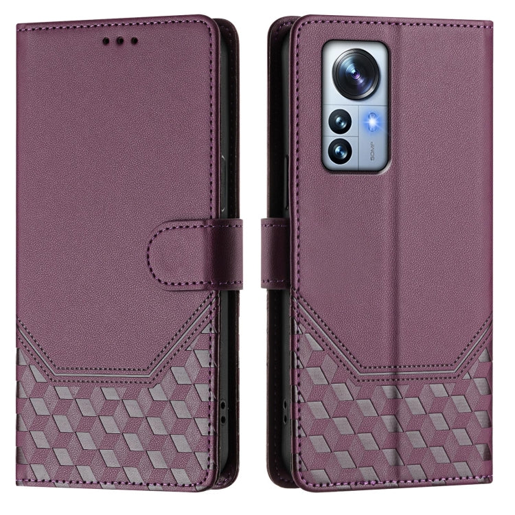 For Xiaomi 12 Pro / 12S Pro Honeycomb Embossing RFID Leather Phone Case