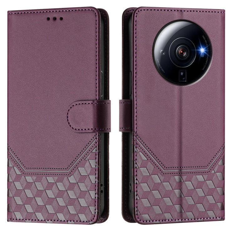 For Xiaomi 12S Ultra Honeycomb Embossing RFID Leather Phone Case