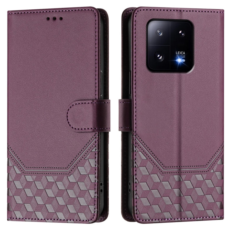 For Xiaomi 13 Pro 5G Honeycomb Embossing RFID Leather Phone Case