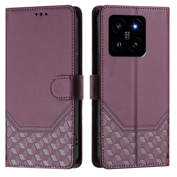 For Xiaomi 14 Honeycomb Embossing RFID Leather Phone Case