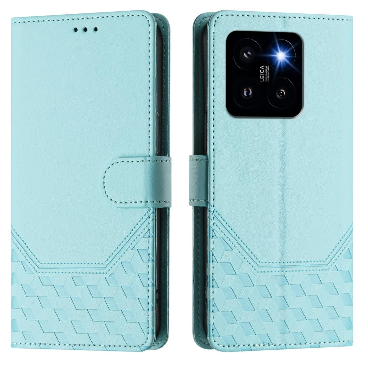 For Xiaomi 14 Pro 5G Honeycomb Embossing RFID Leather Phone Case