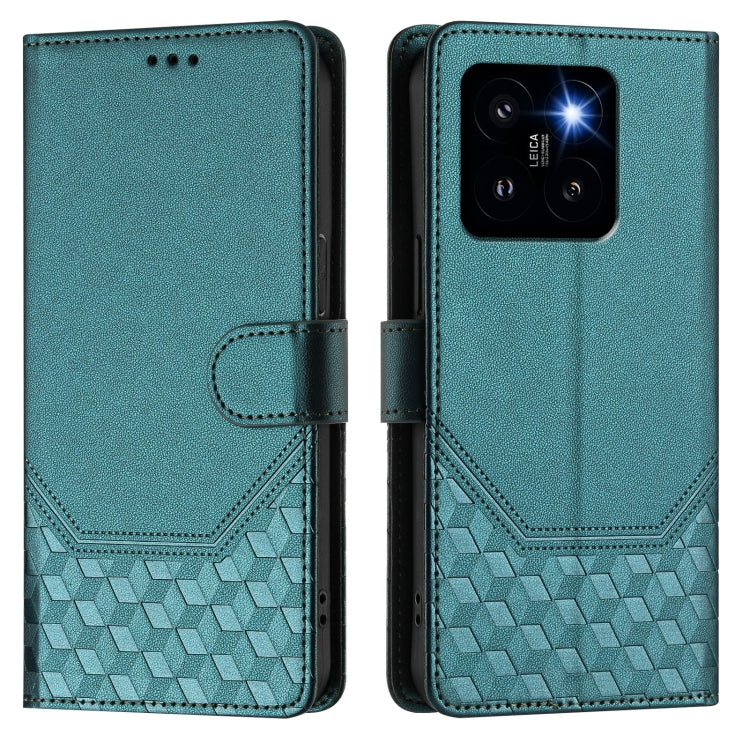 For Xiaomi 14 Pro 5G Honeycomb Embossing RFID Leather Phone Case