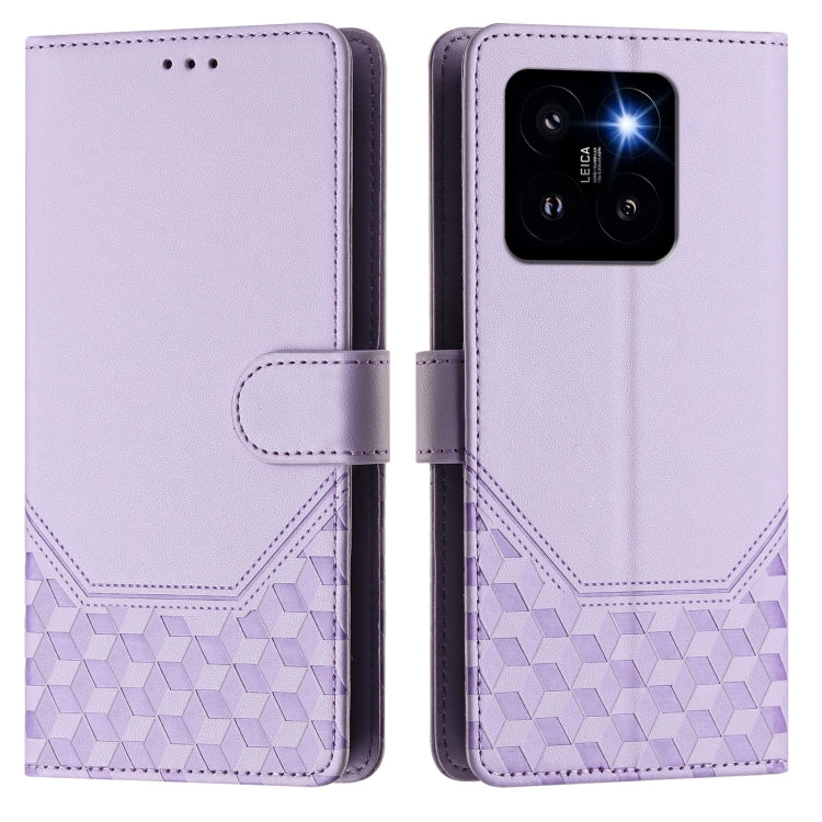For Xiaomi 14 Pro 5G Honeycomb Embossing RFID Leather Phone Case