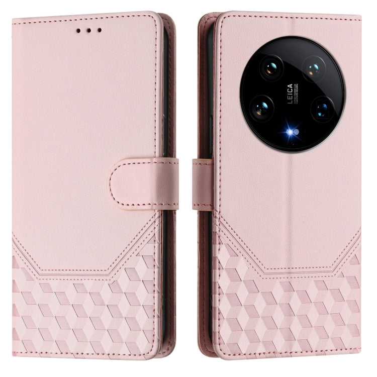 For Xiaomi 14 Ultra 5G Honeycomb Embossing RFID Leather Phone Case