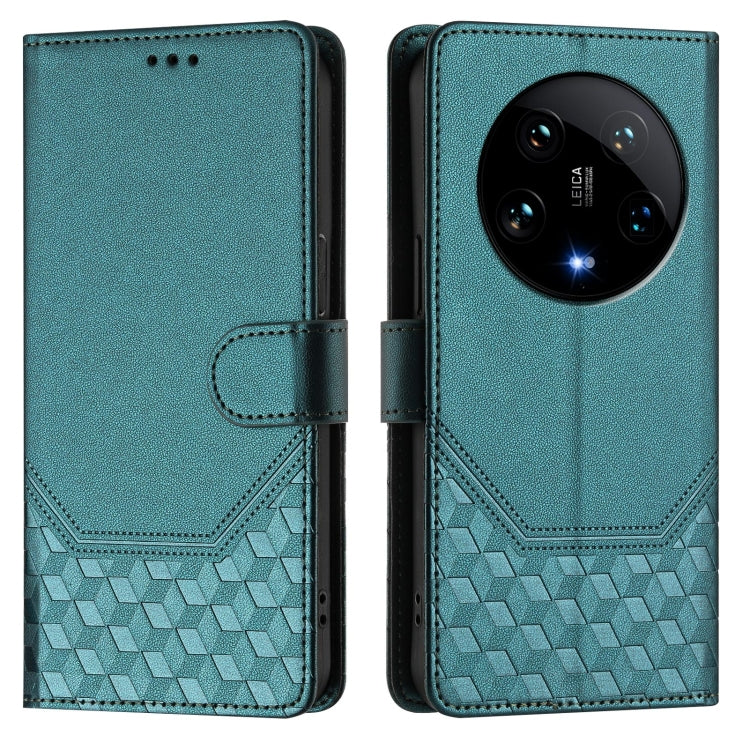 For Xiaomi 14 Ultra 5G Honeycomb Embossing RFID Leather Phone Case