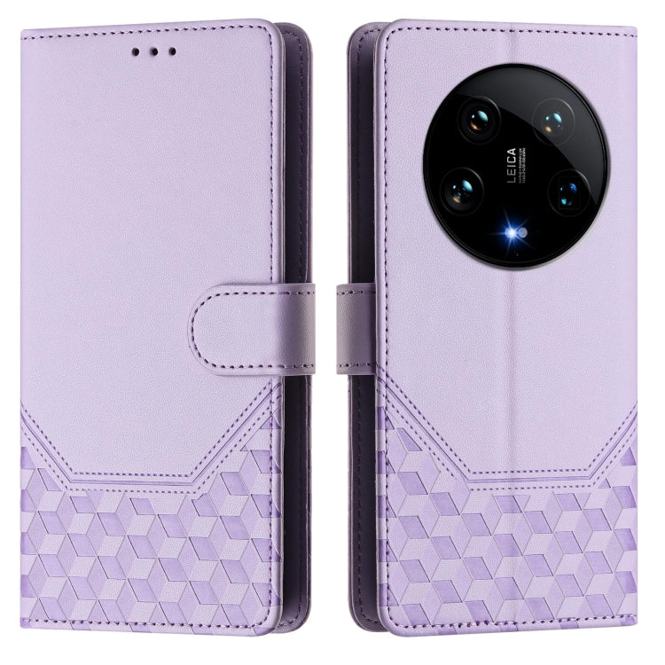 For Xiaomi 14 Ultra 5G Honeycomb Embossing RFID Leather Phone Case