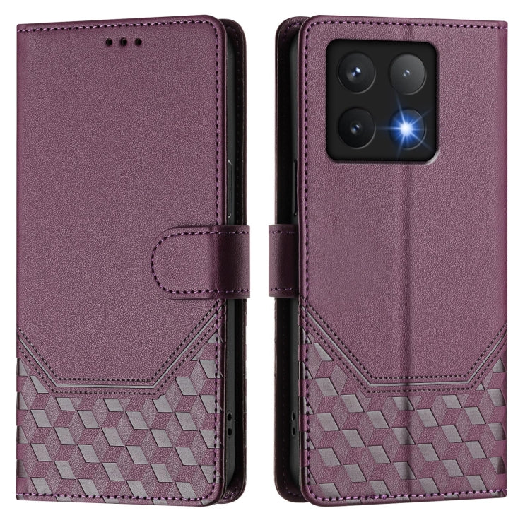 For Xiaomi 14T Honeycomb Embossing RFID Leather Phone Case