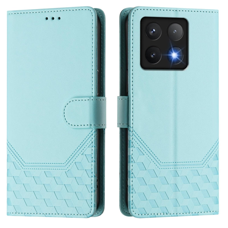 For Xiaomi 14T Pro Honeycomb Embossing RFID Leather Phone Case