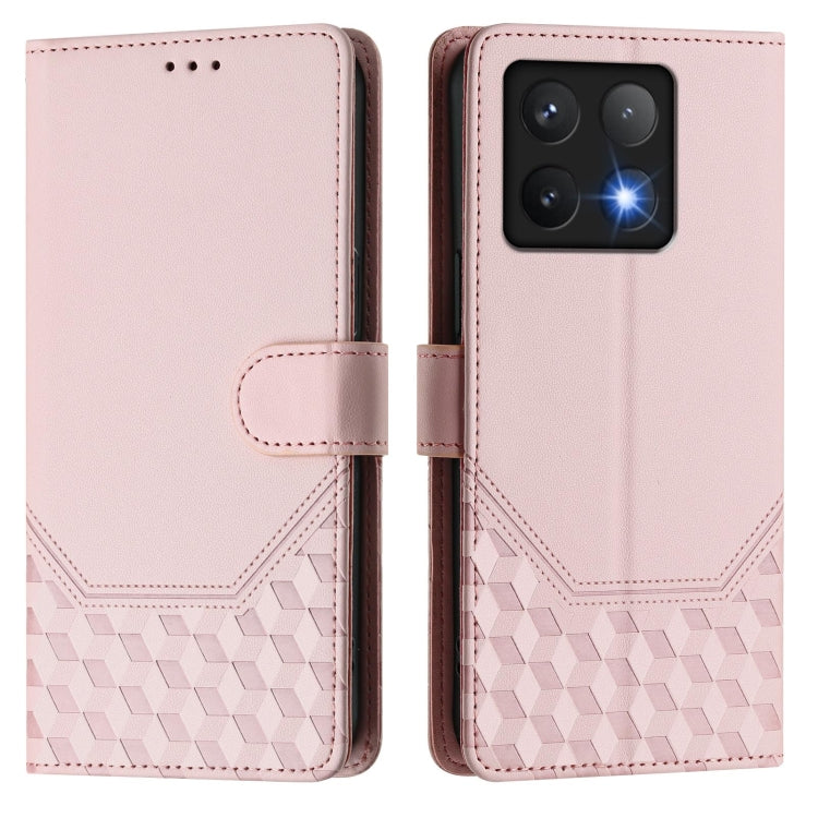 For Xiaomi 14T Pro Honeycomb Embossing RFID Leather Phone Case
