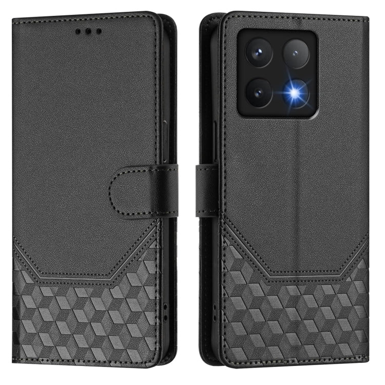 For Xiaomi 14T Pro Honeycomb Embossing RFID Leather Phone Case