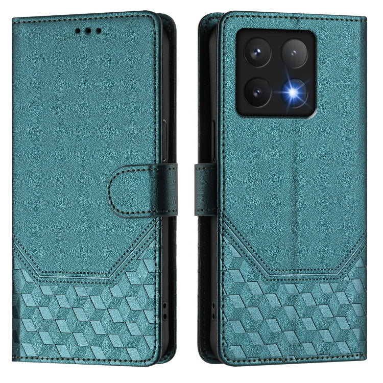 For Xiaomi 14T Pro Honeycomb Embossing RFID Leather Phone Case