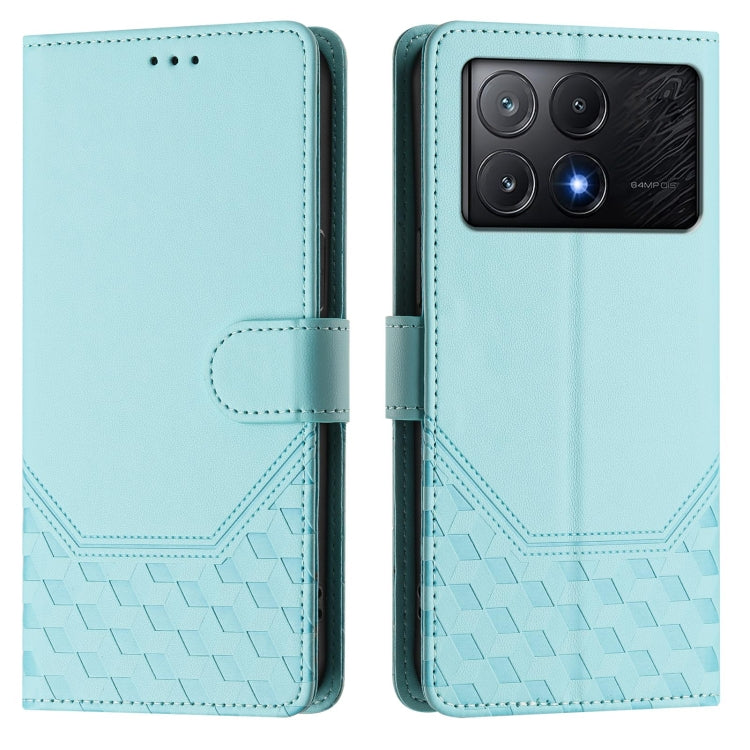 For Xiaomi Poco X6 Pro / Redmi K70E Honeycomb Embossing RFID Leather Phone Case