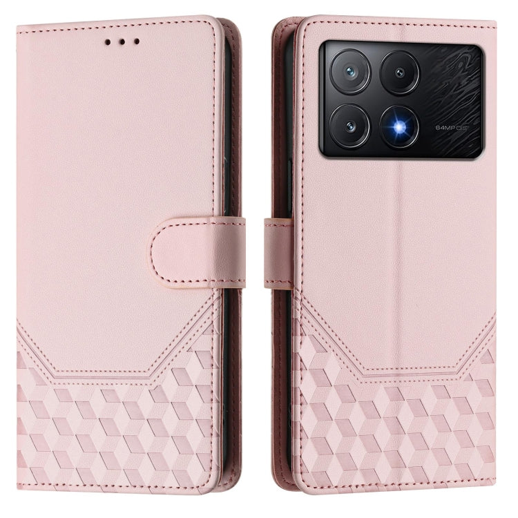 For Xiaomi Poco X6 Pro / Redmi K70E Honeycomb Embossing RFID Leather Phone Case