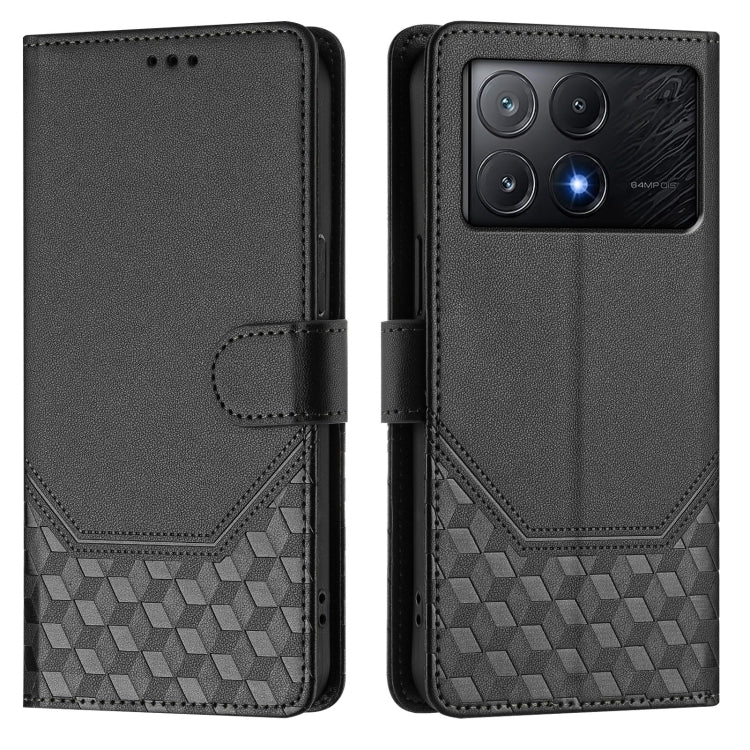 For Xiaomi Poco X6 Pro / Redmi K70E Honeycomb Embossing RFID Leather Phone Case