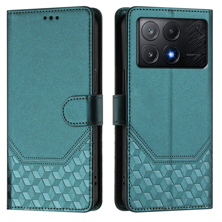 For Xiaomi Poco X6 Pro / Redmi K70E Honeycomb Embossing RFID Leather Phone Case