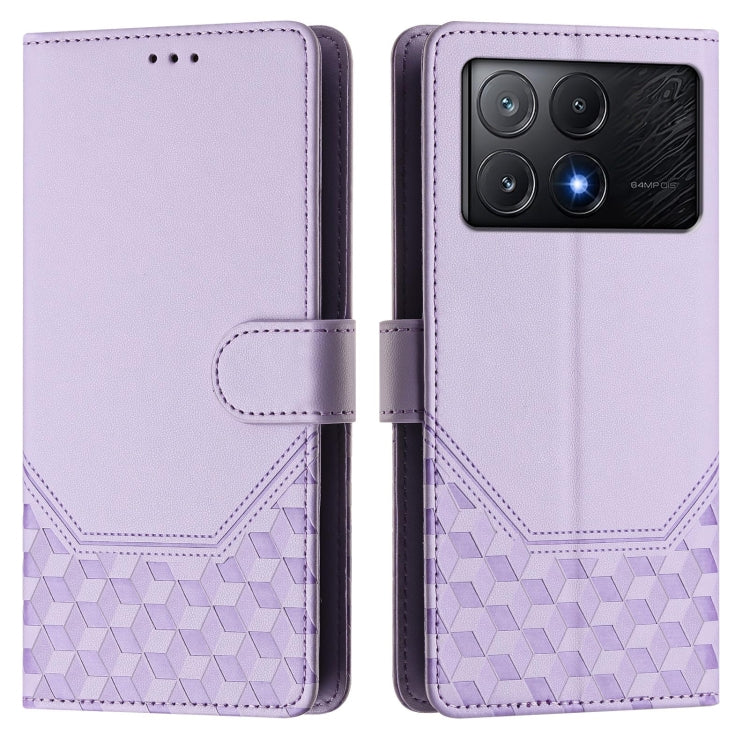 For Xiaomi Poco X6 Pro / Redmi K70E Honeycomb Embossing RFID Leather Phone Case