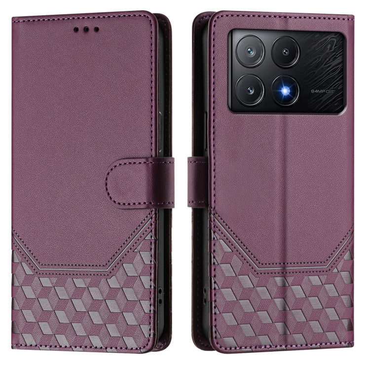 For Xiaomi Poco X6 Pro / Redmi K70E Honeycomb Embossing RFID Leather Phone Case