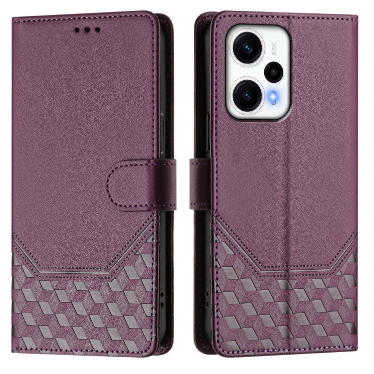 For Xiaomi Poco F5 / Redmi Note 12 Turbo 5G Honeycomb Embossing RFID Leather Phone Case