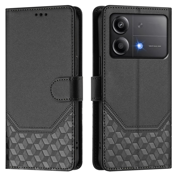 For Xiaomi Poco X6 Neo 5G Honeycomb Embossing RFID Leather Phone Case