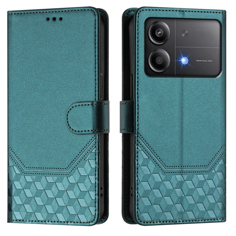For Xiaomi Poco X6 Neo 5G Honeycomb Embossing RFID Leather Phone Case