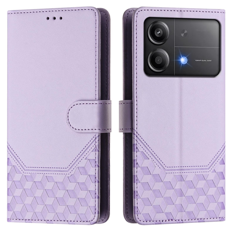 For Xiaomi Poco X6 Neo 5G Honeycomb Embossing RFID Leather Phone Case