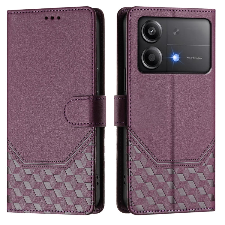 For Xiaomi Poco X6 Neo 5G Honeycomb Embossing RFID Leather Phone Case