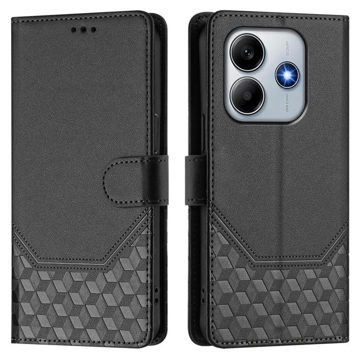 For Xiaomi Poco M7 Pro 5G Honeycomb Embossing RFID Leather Phone Case