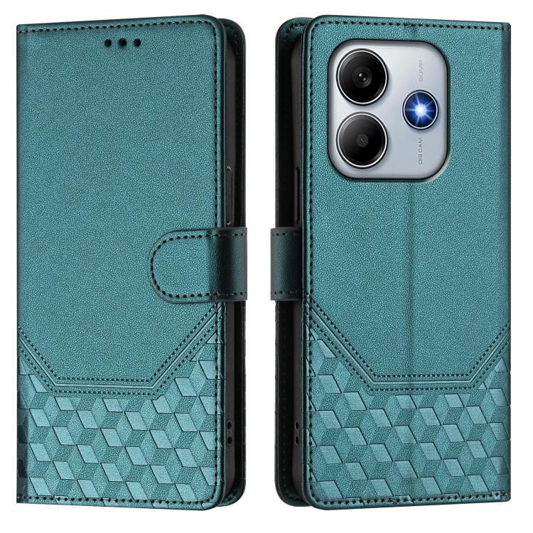 For Xiaomi Poco M7 Pro 5G Honeycomb Embossing RFID Leather Phone Case