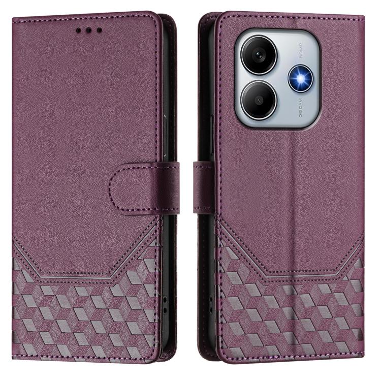 For Xiaomi Poco M7 Pro 5G Honeycomb Embossing RFID Leather Phone Case