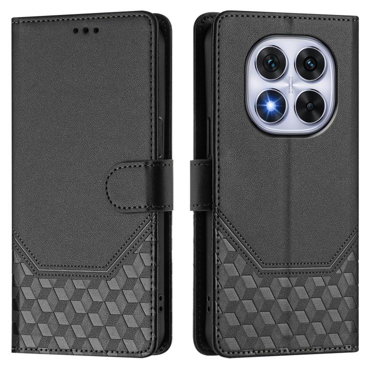 For Xiaomi Poco X7 5G / Redmi Note 14 Pro 5G Honeycomb Embossing RFID Leather Phone Case
