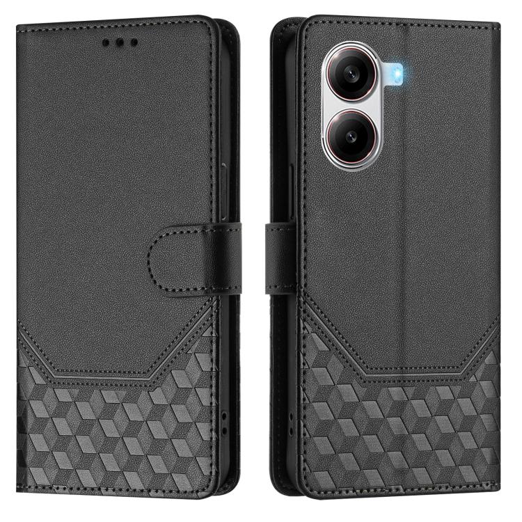 For Xiaomi Poco X7 Pro 5G / Redmi Turbo 4 5G Honeycomb Embossing RFID Leather Phone Case