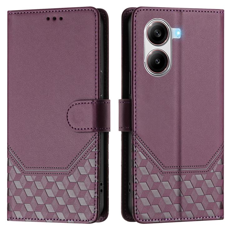 For Xiaomi Poco X7 Pro 5G / Redmi Turbo 4 5G Honeycomb Embossing RFID Leather Phone Case