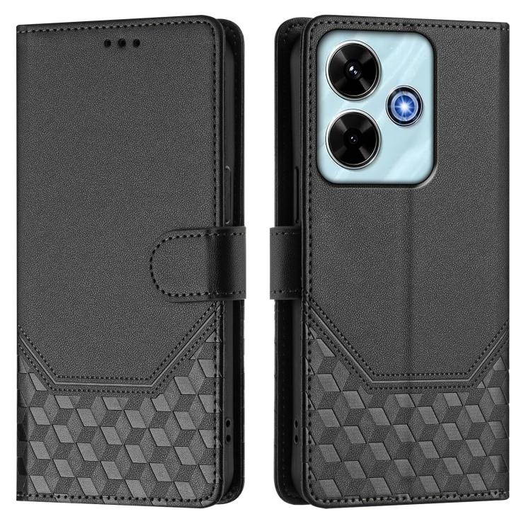 For Xiaomi Poco M6 Plus / Redmi 13x 4G Honeycomb Embossing RFID Leather Phone Case