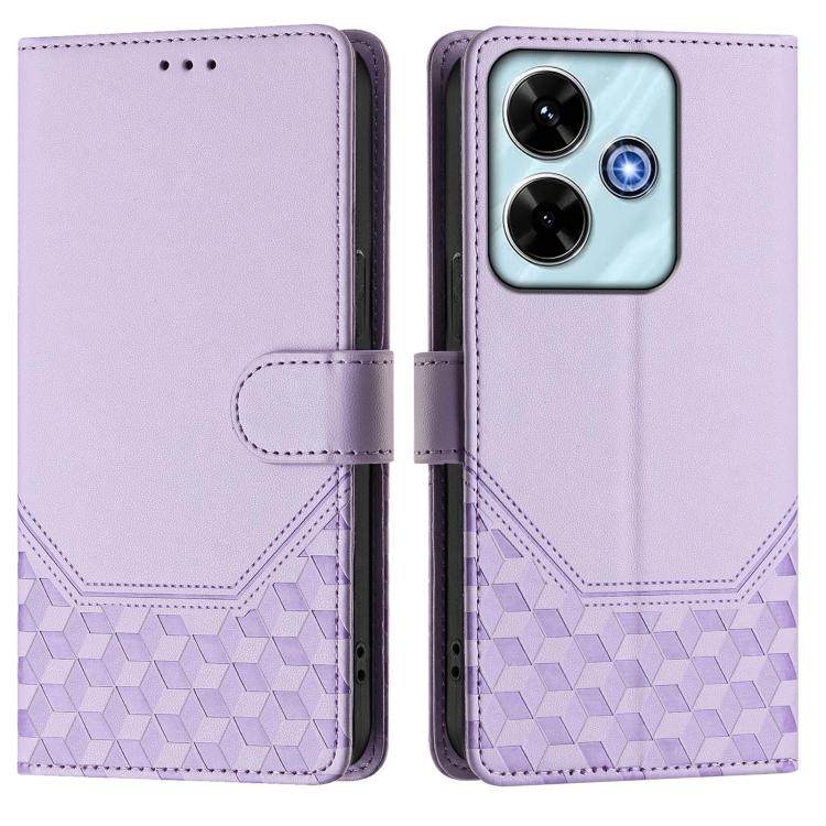 For Xiaomi Poco M6 Plus / Redmi 13x 4G Honeycomb Embossing RFID Leather Phone Case