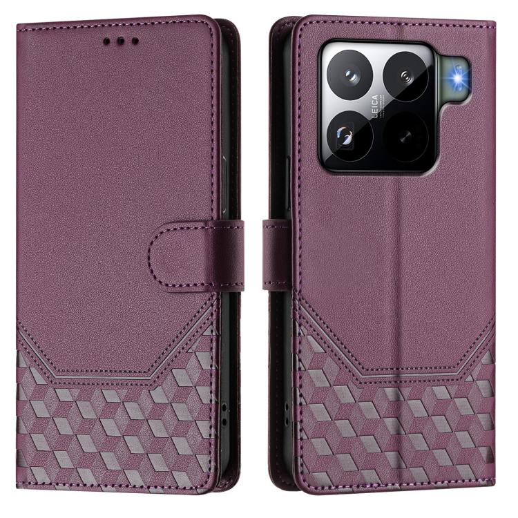 For Xiaomi 15S Pro 5G Honeycomb Embossing RFID Leather Phone Case