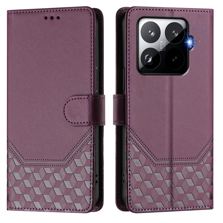 For Xiaomi 15T Pro 5G Honeycomb Embossing RFID Leather Phone Case