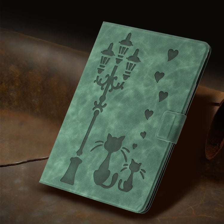For Lenovo Tab M10 Plus 3rd Gen / TB-128F Embossed Couple Cat Smart Tablet Leather Case