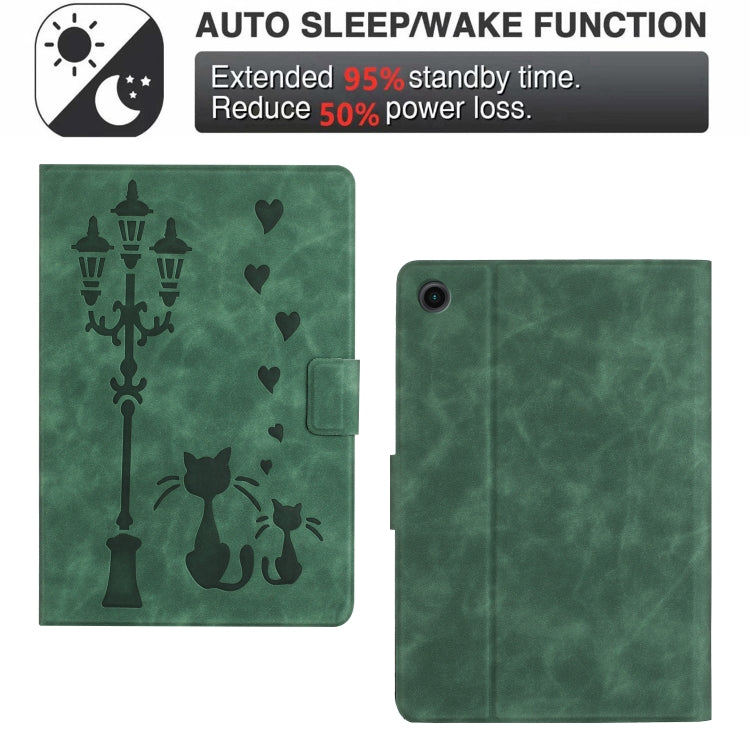 For Lenovo Tab M10 Plus 3rd Gen / TB-128F Embossed Couple Cat Smart Tablet Leather Case