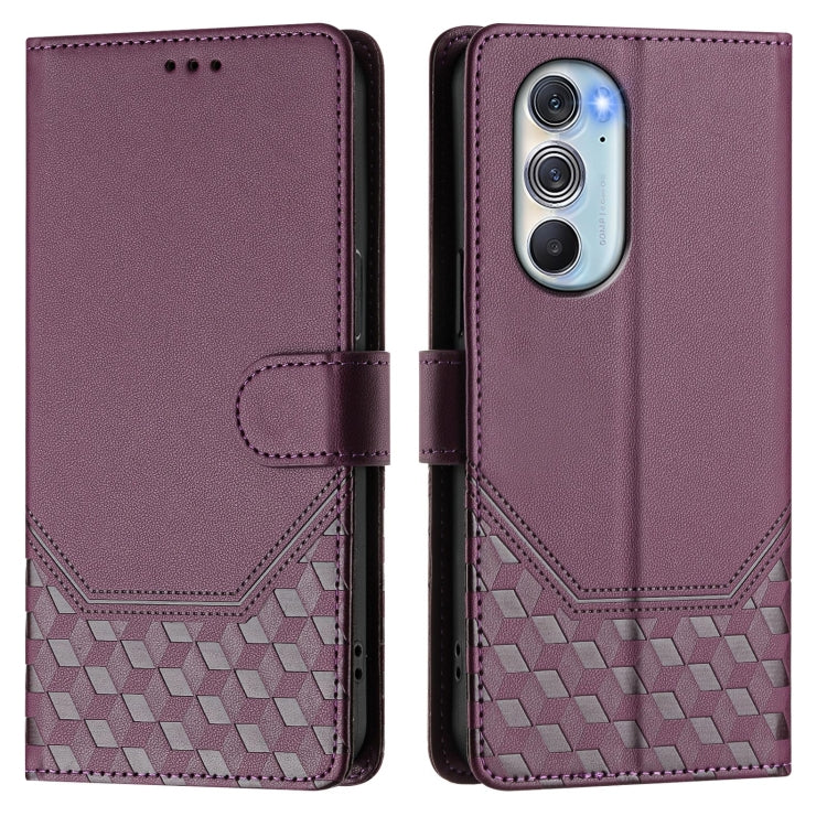 For Motorola Edge X30 / Edge 30 Pro Honeycomb Embossing RFID Leather Phone Case