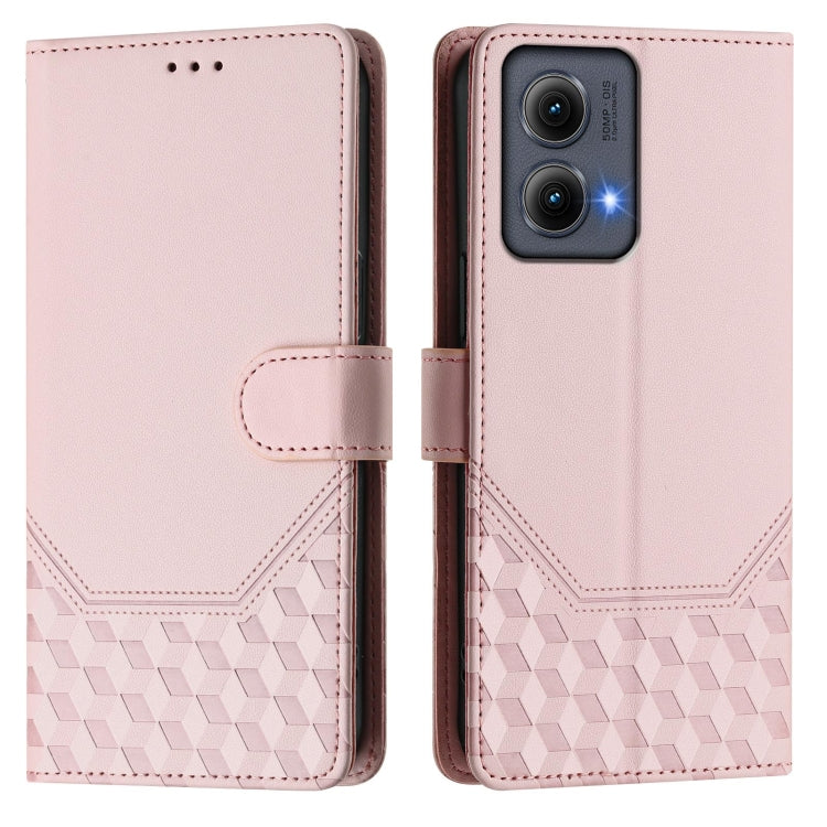 For Motorola Edge 5G 2024 Honeycomb Embossing RFID Leather Phone Case