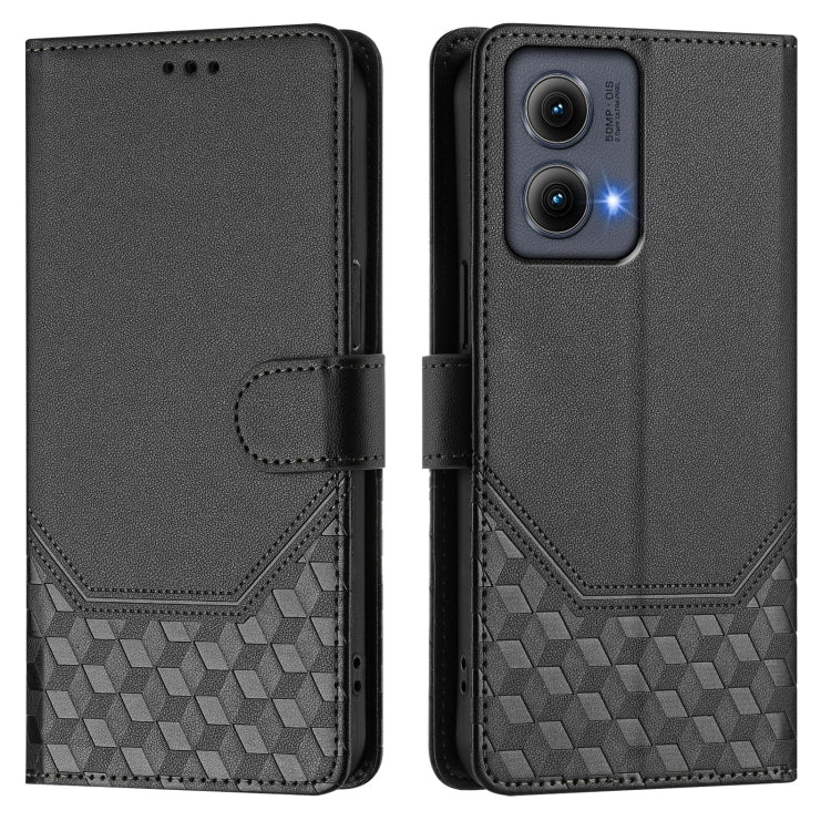 For Motorola Edge 5G 2024 Honeycomb Embossing RFID Leather Phone Case
