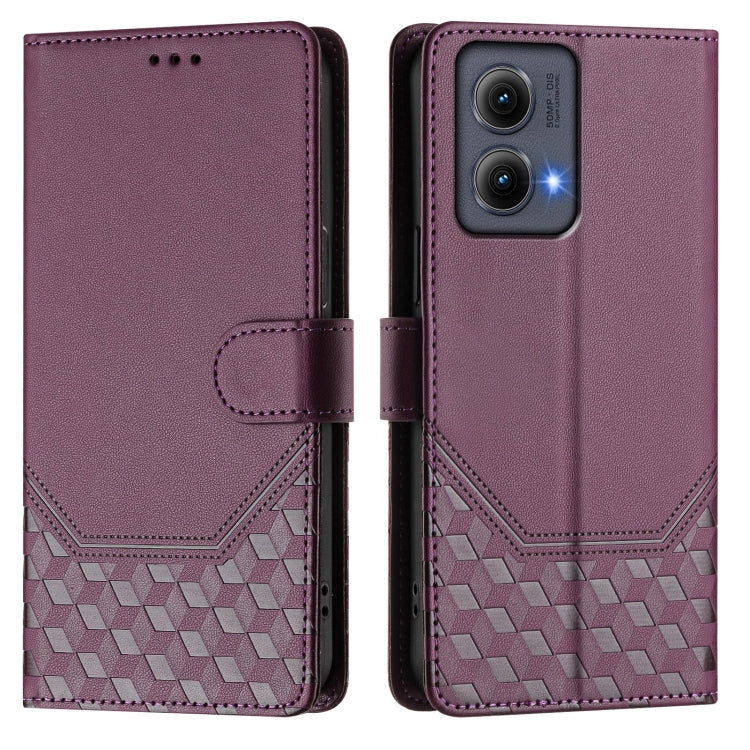 For Motorola Edge 5G 2024 Honeycomb Embossing RFID Leather Phone Case