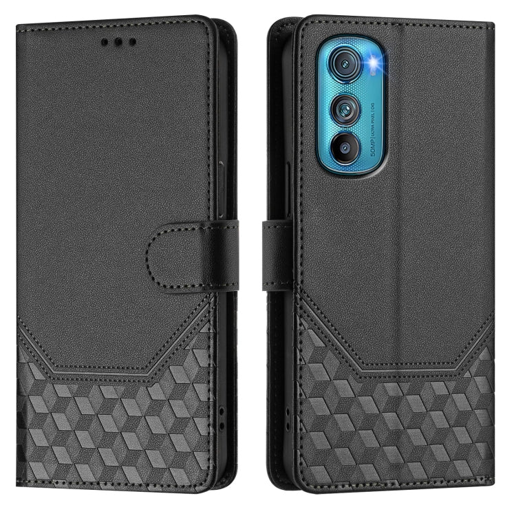 For Motorola Edge 30 Honeycomb Embossing RFID Leather Phone Case