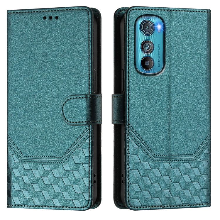For Motorola Edge 30 Honeycomb Embossing RFID Leather Phone Case