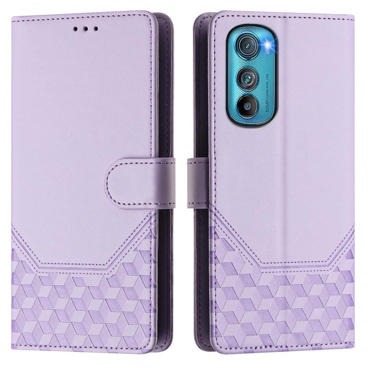 For Motorola Edge 30 Honeycomb Embossing RFID Leather Phone Case