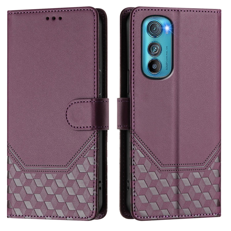 For Motorola Edge 30 Honeycomb Embossing RFID Leather Phone Case